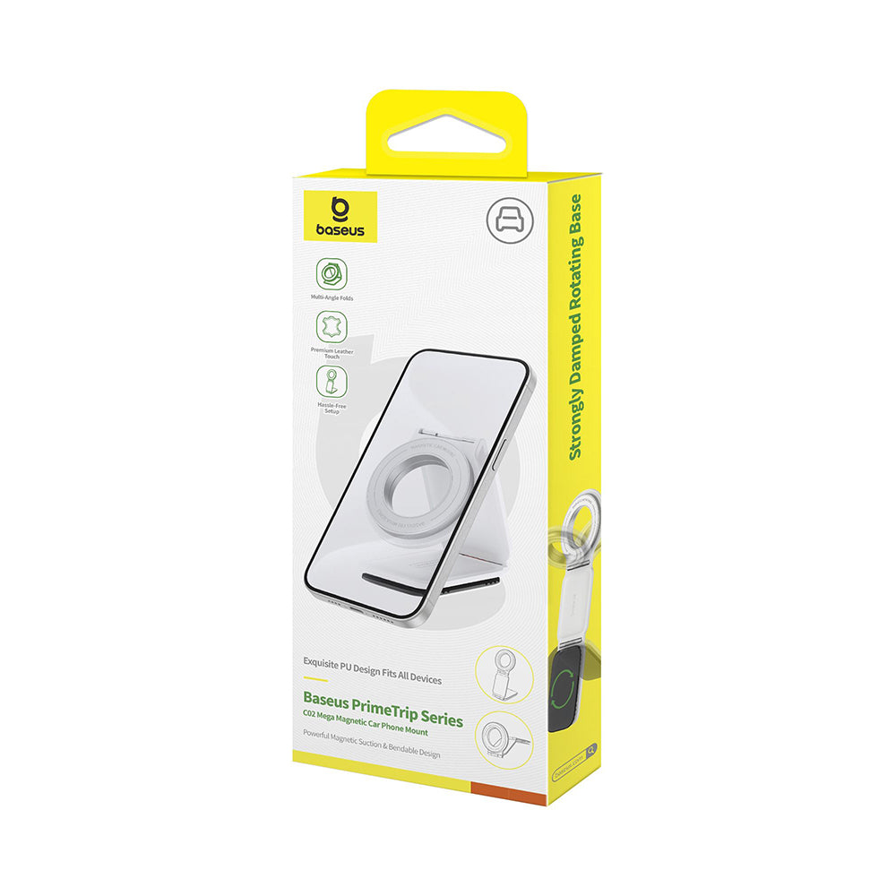 Baseus - Car Holder PrimeTrip Series C02 (C40169002213-00) - PU Leather, 360°, 25N, Versatile Mounting Option - Moon White