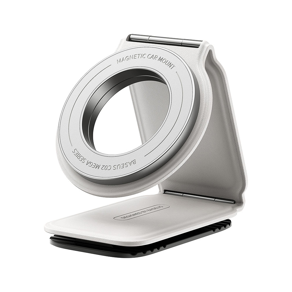 Baseus - Car Holder PrimeTrip Series C02 (C40169002213-00) - PU Leather, 360°, 25N, Versatile Mounting Option - Moon White