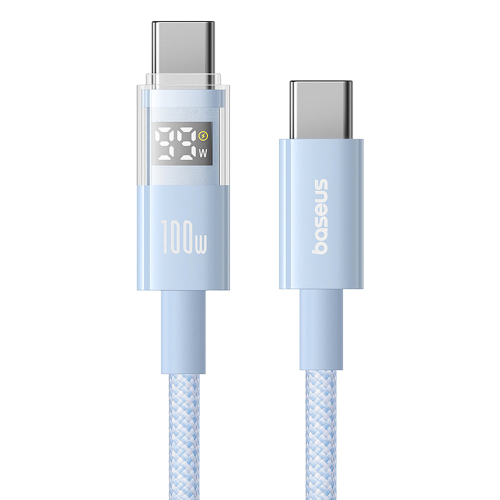 Baseus - Data Cable Display 2 (P10382702311-01) - Fast Charging, Type-C to Type-C, Digital Display, 100W, 2m - Galaxy Blue