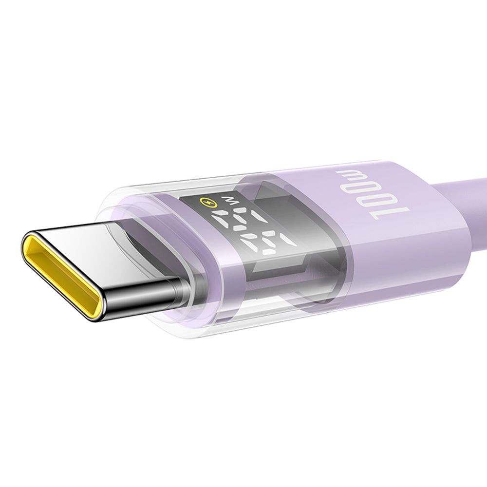 Baseus - Data Cable Display 2 (P10382702511-01) - Fast Charging, Type-C to Type-C, Digital Display, 100W, 2m - Nebula Purple