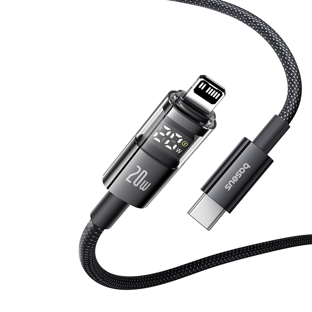 Baseus - Data Cable Display 2 (P10382703121-01) - Fast Charging, Type-C to Lightning, Digital Display, 20W, 2m - Cosmic Black