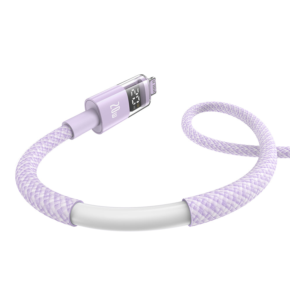Baseus - Data Cable Display 2 (P10382703511-00) - Fast Charging, Type-C, Lightning, Digital Display, 20W, 1m - Nebula Purple