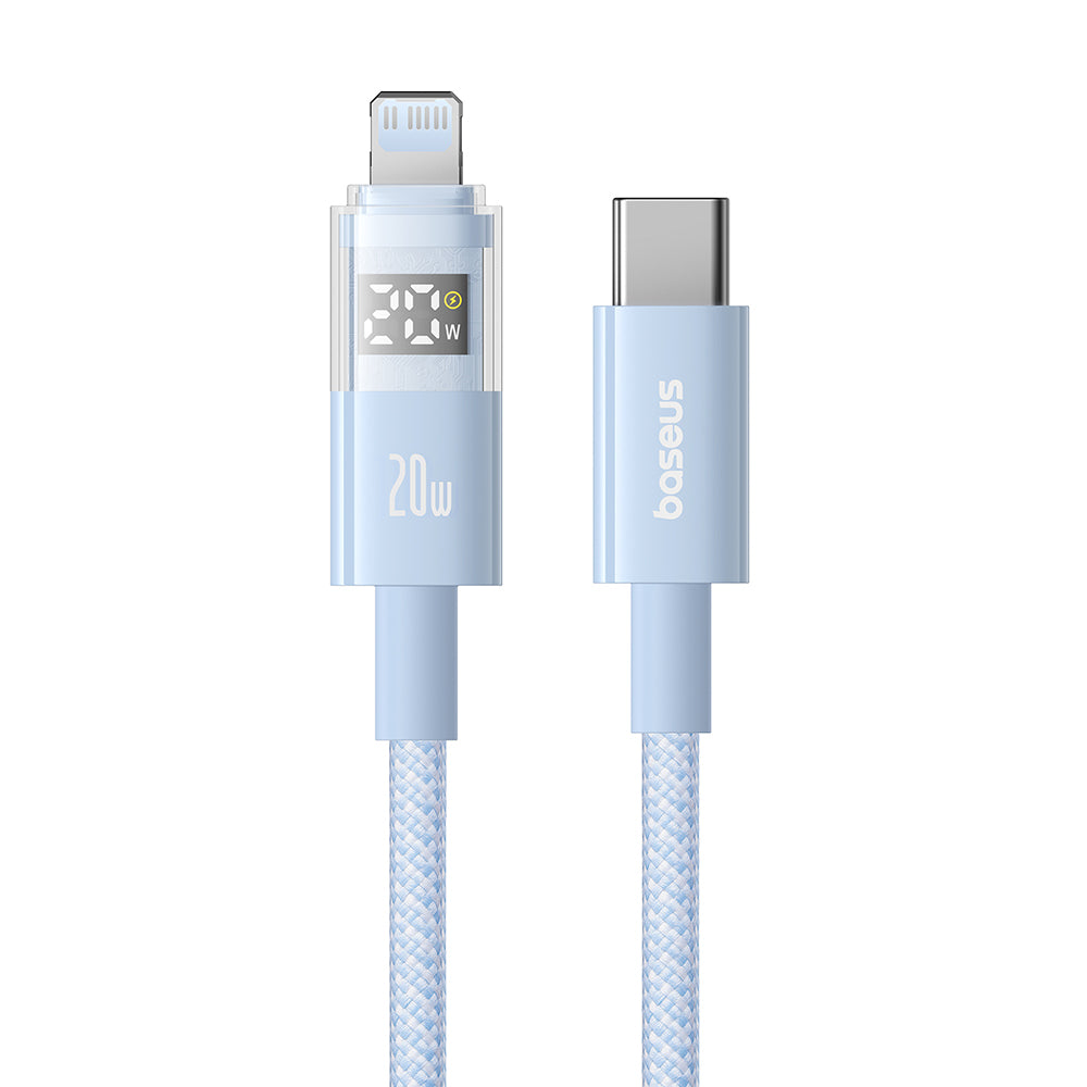 Baseus - Data Cable Display 2 (P10382703311-00) - Fast Charging, Type-C to Lightning, Digital Display, 20W, 1m - Galaxy Blue
