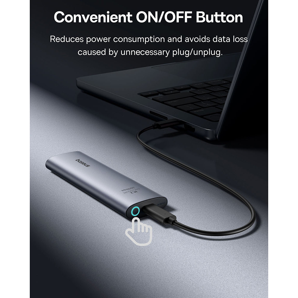 Baseus - SSD Enclosure FlyJoy Series (B00760600811-01) - USB 3.2, 10Gbps, 1G Read/Write, M.2NVME Compatible - Space Grey