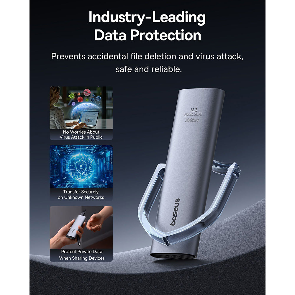 Baseus - SSD Enclosure FlyJoy Series (B00760600811-01) - USB 3.2, 10Gbps, 1G Read/Write, M.2NVME Compatible - Space Grey