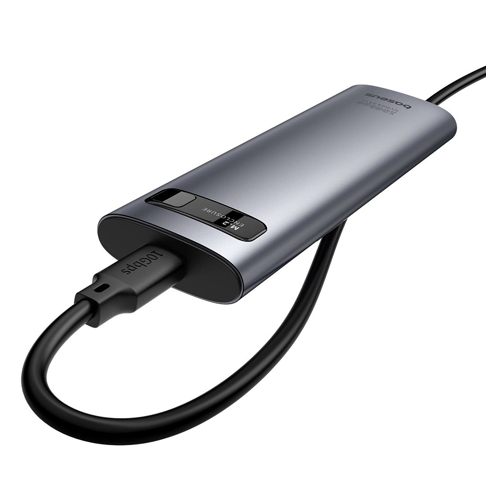 Baseus - SSD Enclosure FlyJoy Series (B00760600811-02) - Type-C, 10Gbps, 1G Read/Write, M.2NVME/SATA Compatible - Space Grey