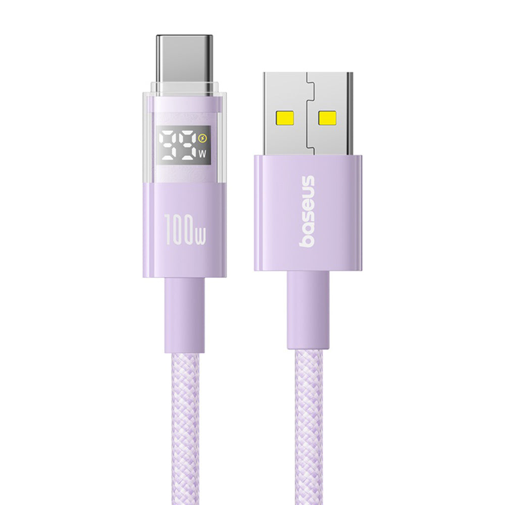 Baseus - Data Cable Display 2 (P10382701511-00) - Fast Charging, USB to Type-C, Digital Display, 100W, 1m - Nebula Purple