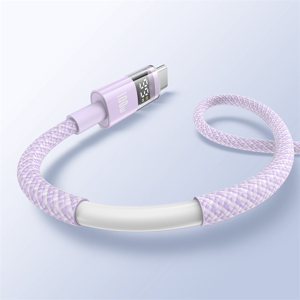 Baseus - Data Cable Display 2 (P10382701511-00) - Fast Charging, USB to Type-C, Digital Display, 100W, 1m - Nebula Purple