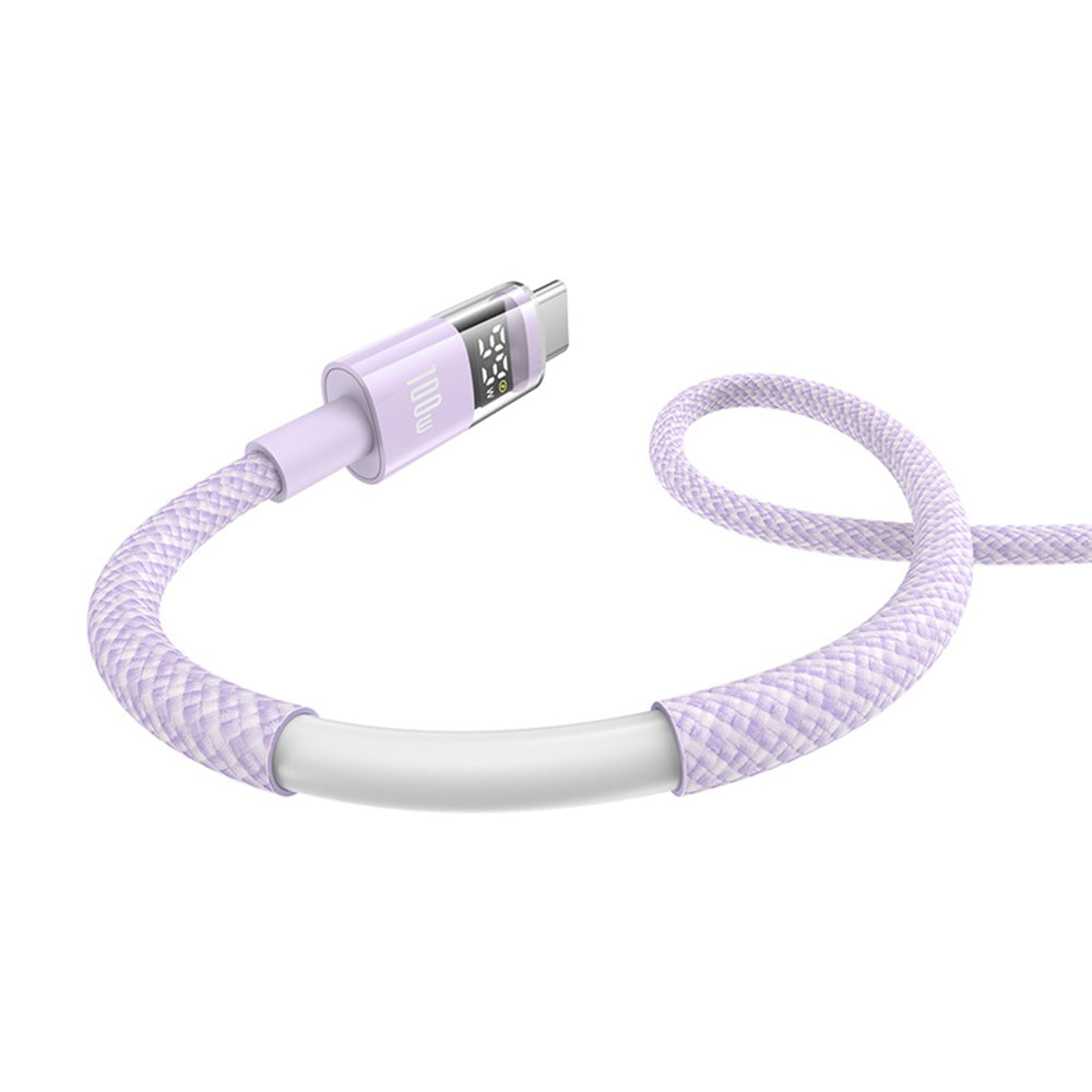 Baseus - Data Cable Display 2 (P10382701511-01) - Fast Charging, USB to Type-C, Digital Display, 100W, 2m - Nebula Purple