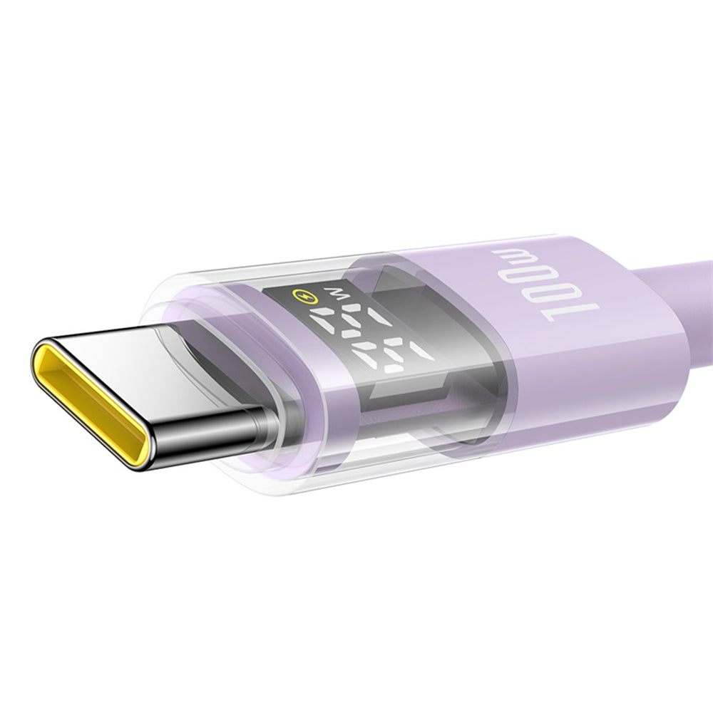 Baseus - Data Cable Display 2 (P10382701511-01) - Fast Charging, USB to Type-C, Digital Display, 100W, 2m - Nebula Purple