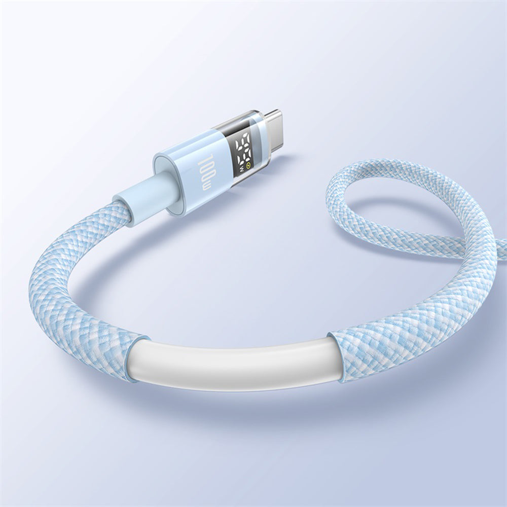 Baseus - Data Cable Display 2 (P10382701311-00) - Fast Charging, USB to Type-C, Digital Display, 100W, 1m - Galaxy Blue