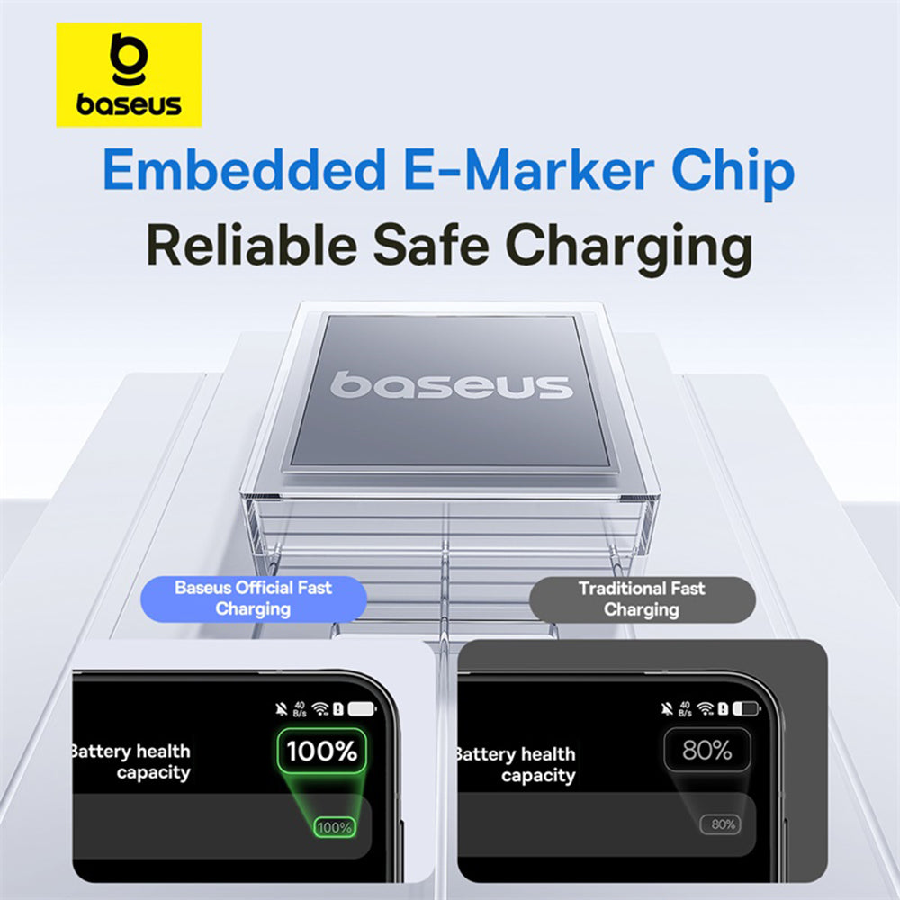 Baseus - Data Cable Display 2 (P10382701311-00) - Fast Charging, USB to Type-C, Digital Display, 100W, 1m - Galaxy Blue