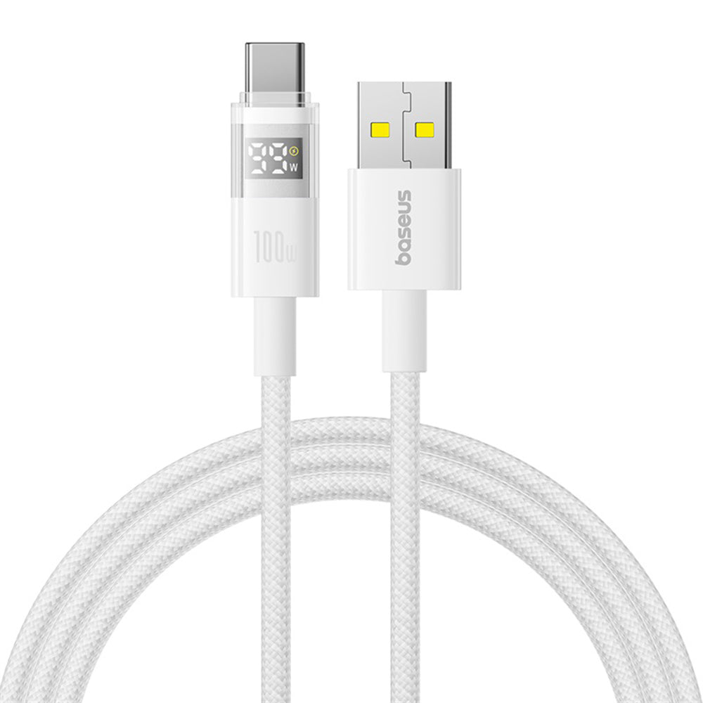 Baseus - Data Cable Display 2 (P10382701211-00) - Fast Charging, USB to Type-C, Digital Display, 100W, 1m - Moon White