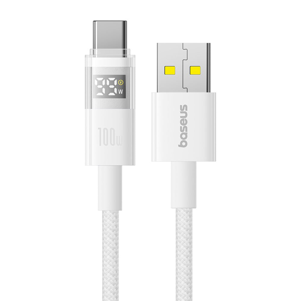 Baseus - Data Cable Display 2 (P10382701211-01) - Fast Charging, USB to Type-C, Digital Display, 100W, 2m - Moon White
