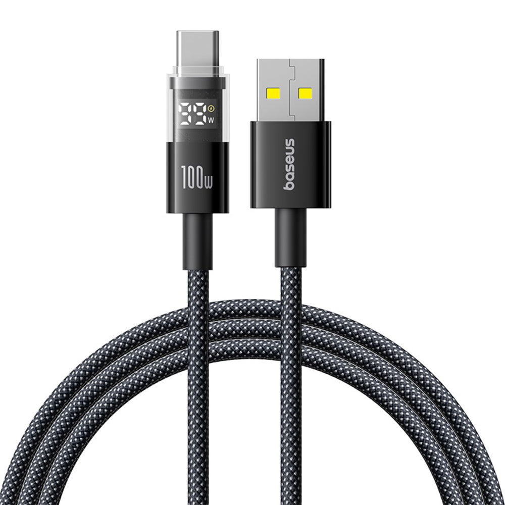 Baseus - Data Cable Display 2 (P10382701121-00) - Fast Charging, USB to Type-C, Digital Display, 100W, 1m - Cosmic Black