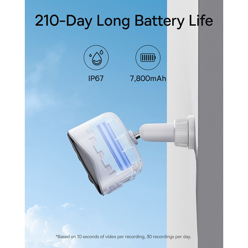 Baseus - Outdoor Camera Security N1 (S0ST002130) - 2K, Two-way Talk, Color Night Vision, IP67, 7.800mAh - White