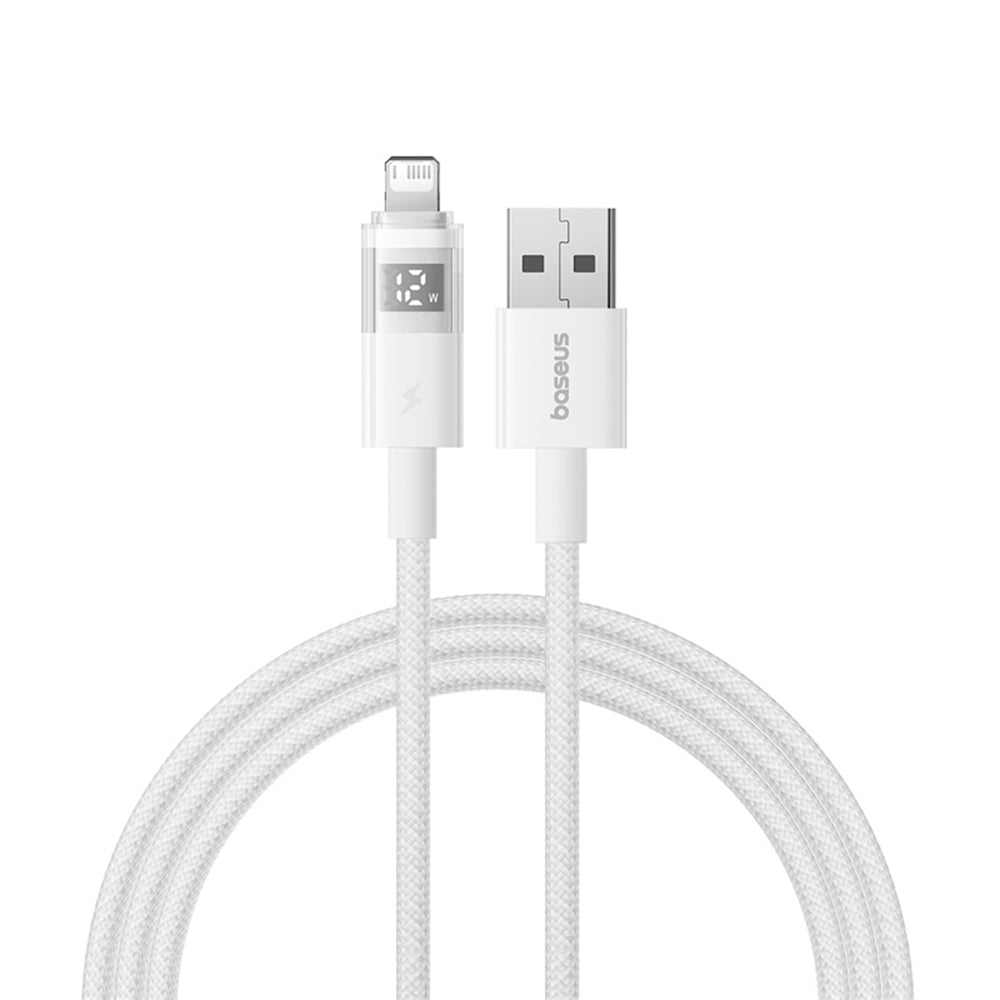 Baseus - Data Cable Display 2 (P10382700211-00) - USB to Lightning, Fast Charging, Digital Display, 2.4A, 1m - Moon White