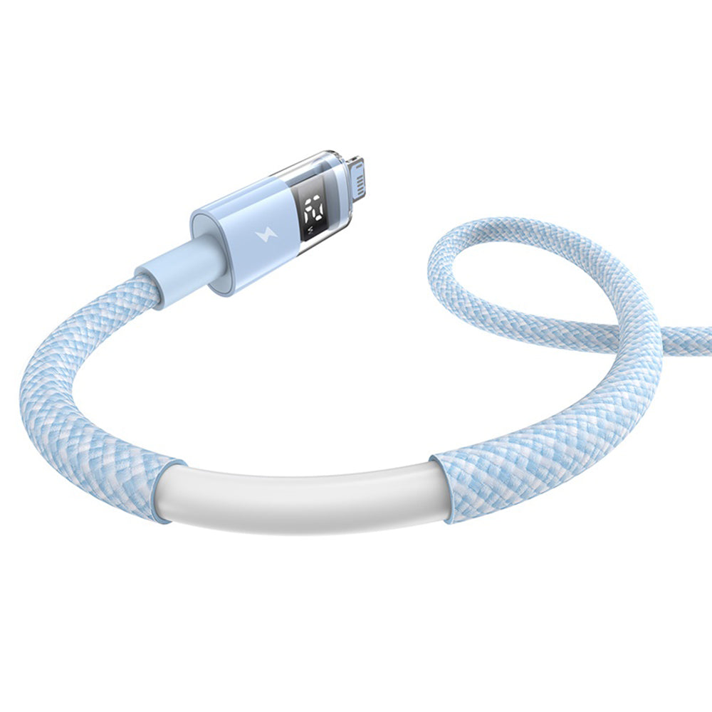 Baseus - Data Cable Display 2 (P10382700311-00) - USB to Lightning, Fast Charging, Digital Display, 2.4A, 1m - Galaxy Blue