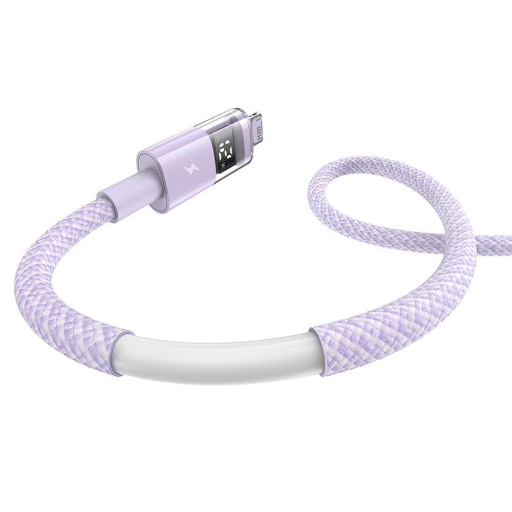 Baseus - Data Cable Display 2 (P10382700511-00) - USB to Lightning, Fast Charging, Digital Display, 2.4A, 1m - Nebula Purple