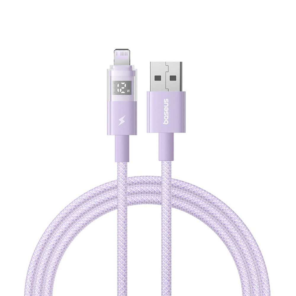 Baseus - Data Cable Display 2 (P10382700511-01) - USB to Lightning, Fast Charging, Digital Display, 2.4A, 2m - Nebula Purple