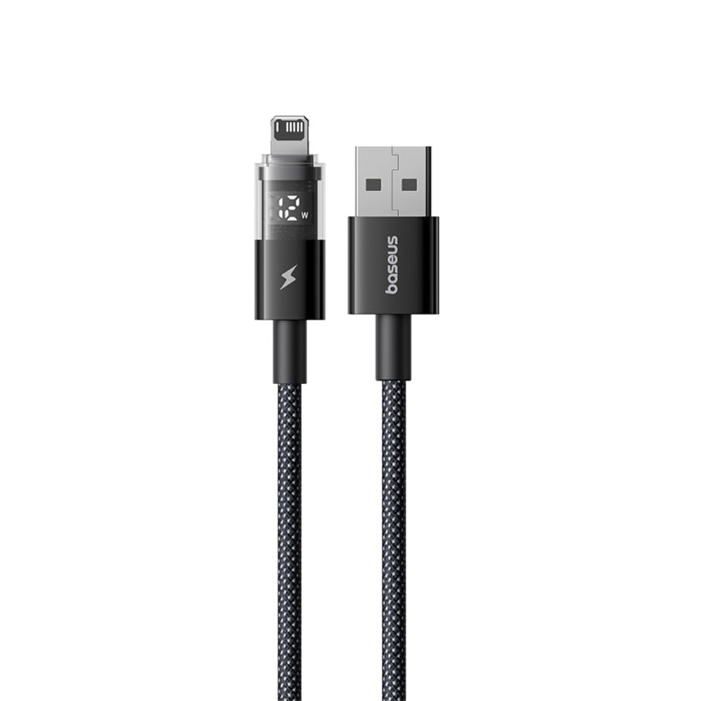 Baseus - Data Cable Display 2 (P10382700121-01) - USB to Lightning, Fast Charging, Digital Display, 2.4A, 2m - Cosmic Black