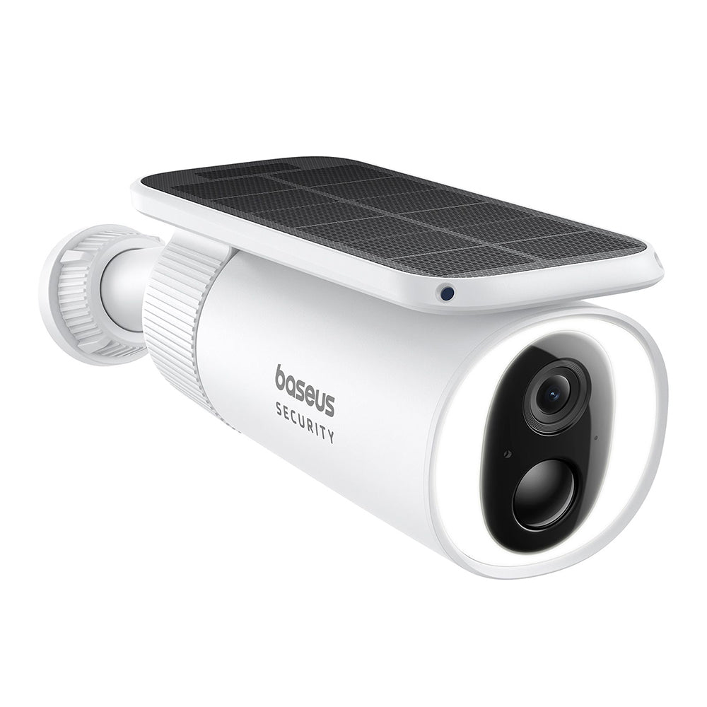 Baseus - Outdoor Camera Security S1 (S0SW002130) - with Solar Panel, 2K, 8GB, Two-way Audio, Night Vision, 10.400mAh - White