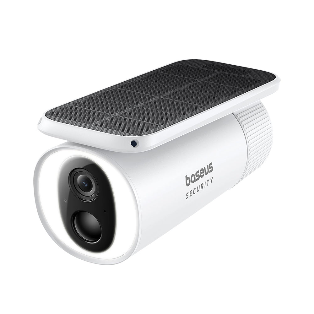 Baseus - Outdoor Camera Security S1 (S0SW002130) - with Solar Panel, 2K, 8GB, Two-way Audio, Night Vision, 10.400mAh - White