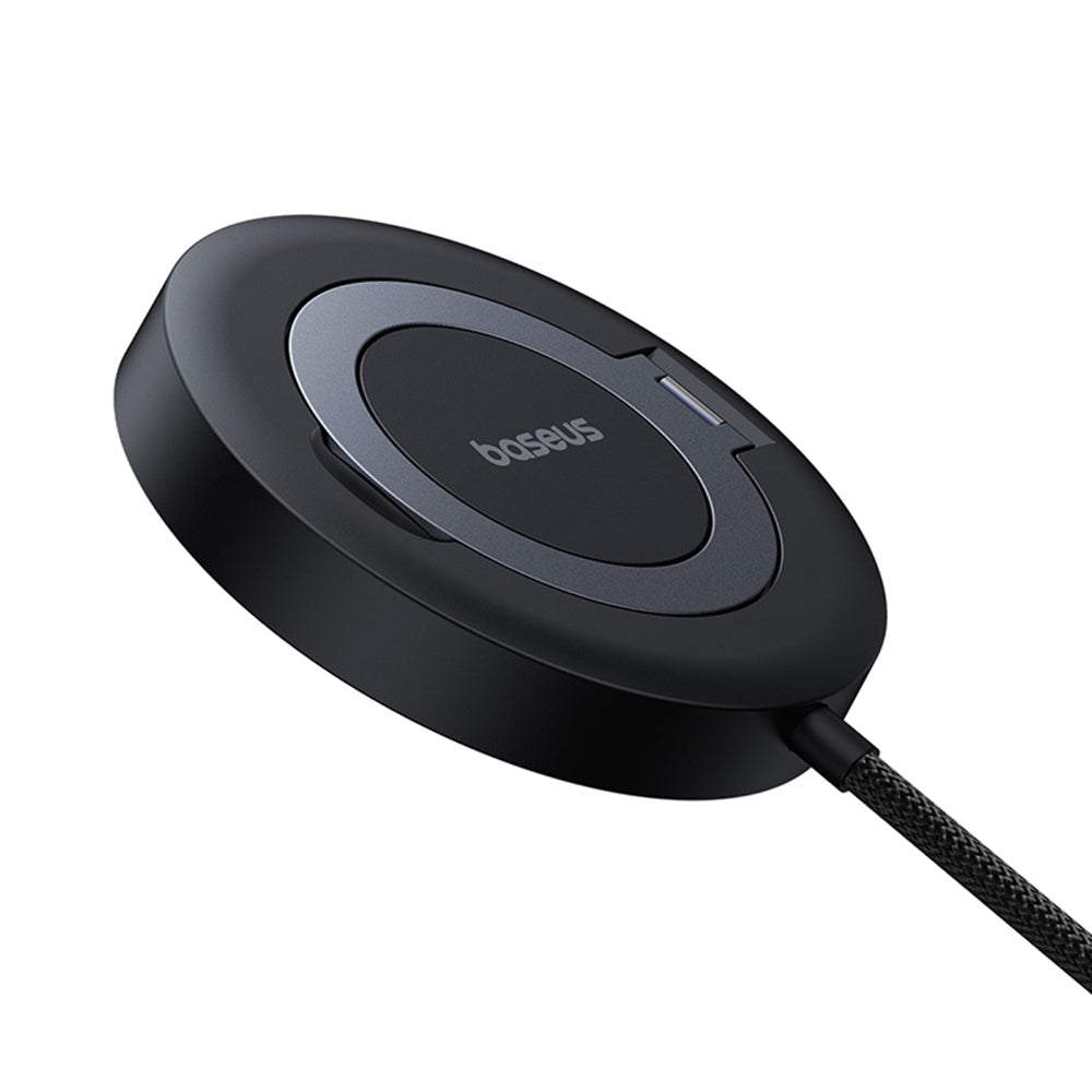 Baseus - Magnetic Wireless Charger Simple Mini4 (P10273300121-01) - Universal, with Stand, USB-C, Qi2 15W, 1m - Cosmic Black