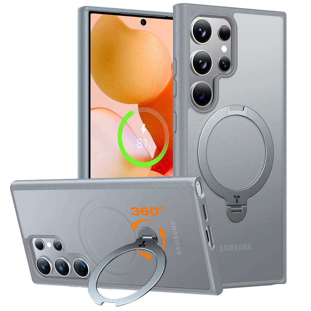 Torras - Ostand Spin MagSafe Series - Samsung Galaxy S24 Ultra - Dark Grey