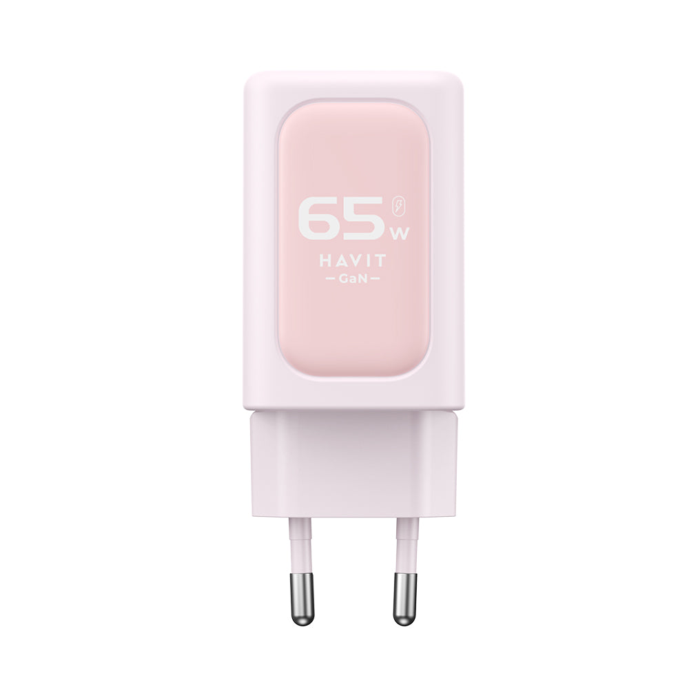 Havit - Wall Charger (UC260 EU) - 2x USB-C, USB, 65W - Pink