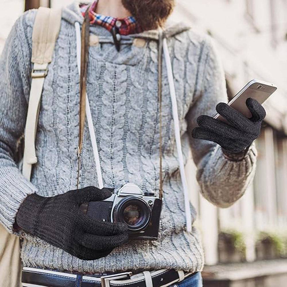 Techsuit - Gloves (ST0015) - from Alpaca Wool, Size 21cm - Dark Gray