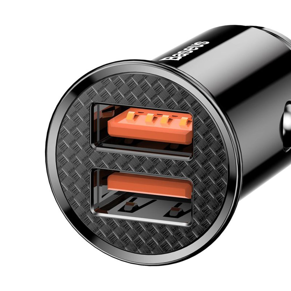 Baseus - Car Charger Circular (CCALL-YD01) - Dual USB 5A Super Fast Charging, QC 3.0 - Black