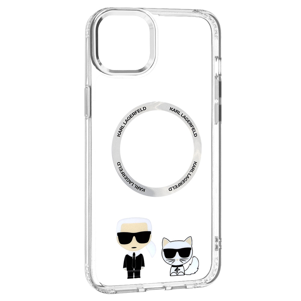 Karl Lagerfeld Magsafe Ringstand Case IML Ring Karl+Choupette Θήκη προστασίας από σκληρό πλαστικό για iPhone 14 Plus (Clear – KLHMP14MHKCT)