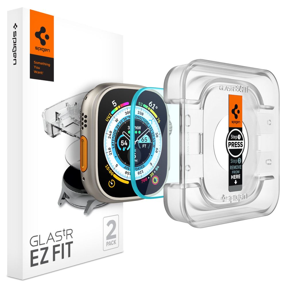 Spigen - Glas.tR EZ Fit (2 pack) - Apple Watch Ultra / Ultra 2 / Ultra 3 - Clear