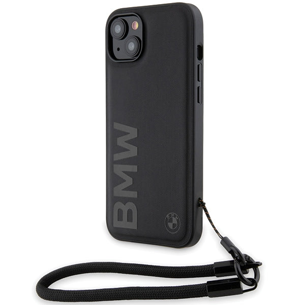 BMW - Signature Leather Wordmark Cord (BMHCP15M23RMRLK) - iPhone 15 Plus - Black