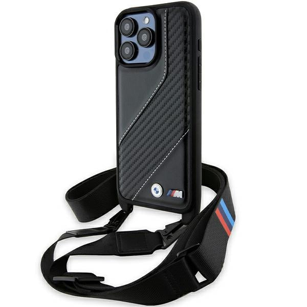 BMW - Leather M Edition Carbon Stripe & Strap (BMHCP15L23PSCCK) - iPhone 15 Pro - Black