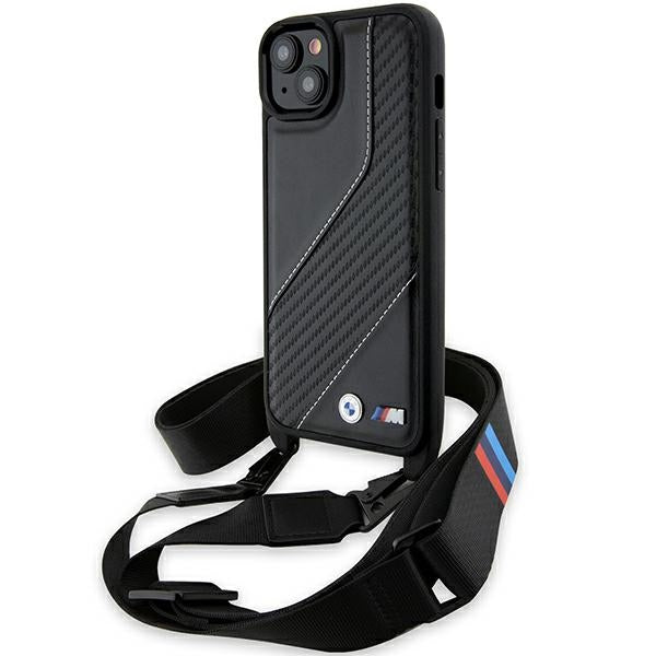 BMW - Leather M Edition Carbon Stripe & Strap - iPhone 15 Plus (BMHCP15M23PSCCK) - Black