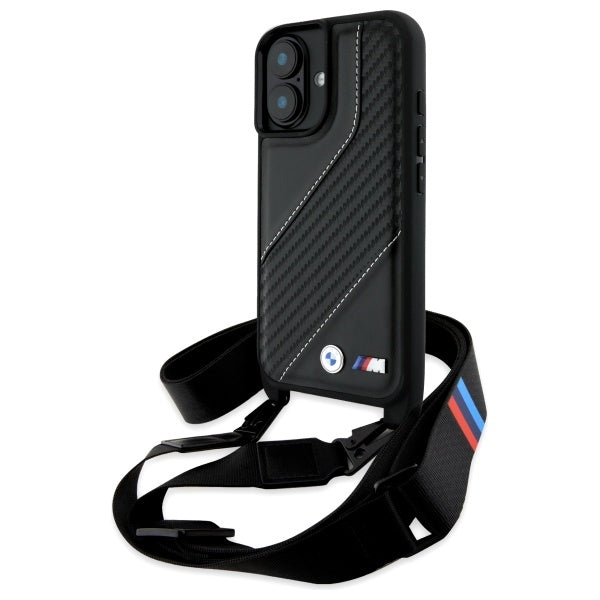 BMW - Leather M Edition Carbon Stripe & Strap (BMHCP16M23PSCCK) - iPhone 16 Plus - Black