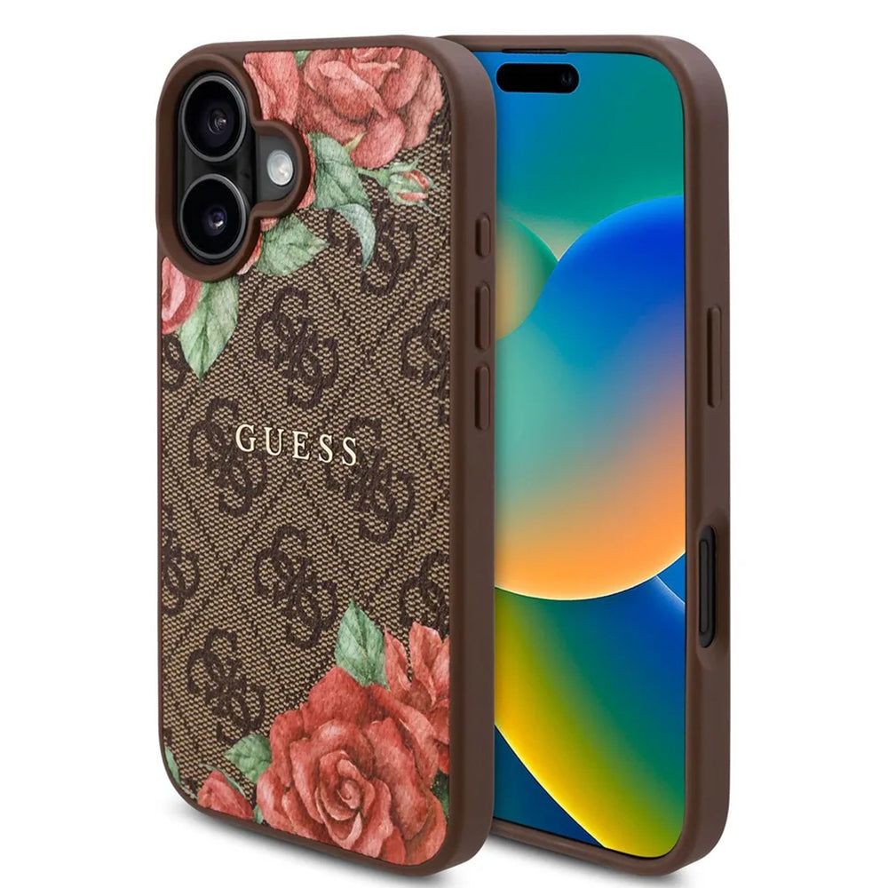 Guess - Hardcase 4G Flower Print MagSafe (GUHMP16SP4ROPEMCW) - iPhone 16 - Brown