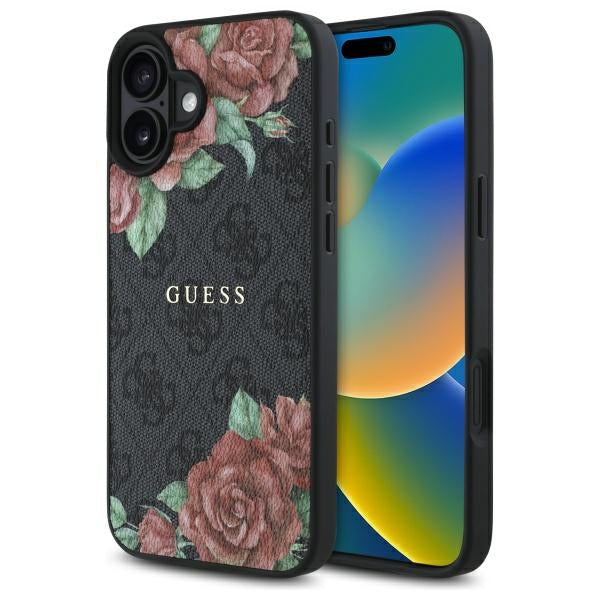 Guess - Hardcase 4G Flower Print MagSafe (GUHMP16SP4ROPEMCK) - iPhone 16 - Black