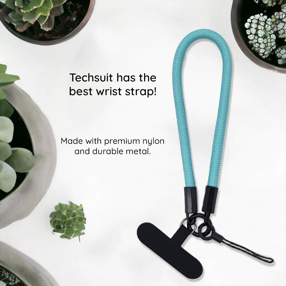 Techsuit - Rope Wrist Strap (RWS2-17) - for Phones, with Keychain Cord, Nylon Braided, Durable, Universal - Frosted Sky