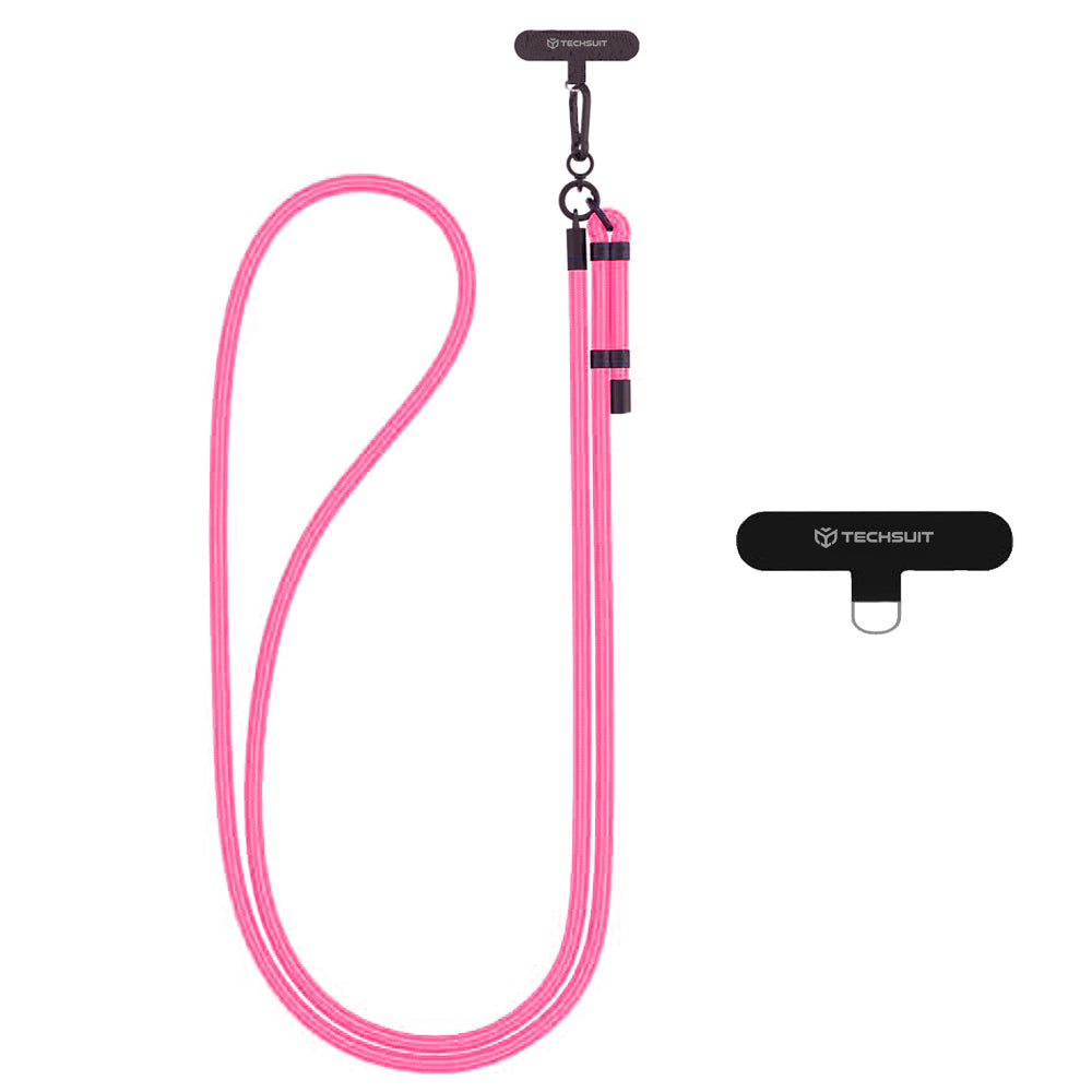 Techsuit - Rope Crossbody Strap (RCS1-05) - for Phones, Carabiner, Nylon Braided, Durable, Adjustable - Hot Pink