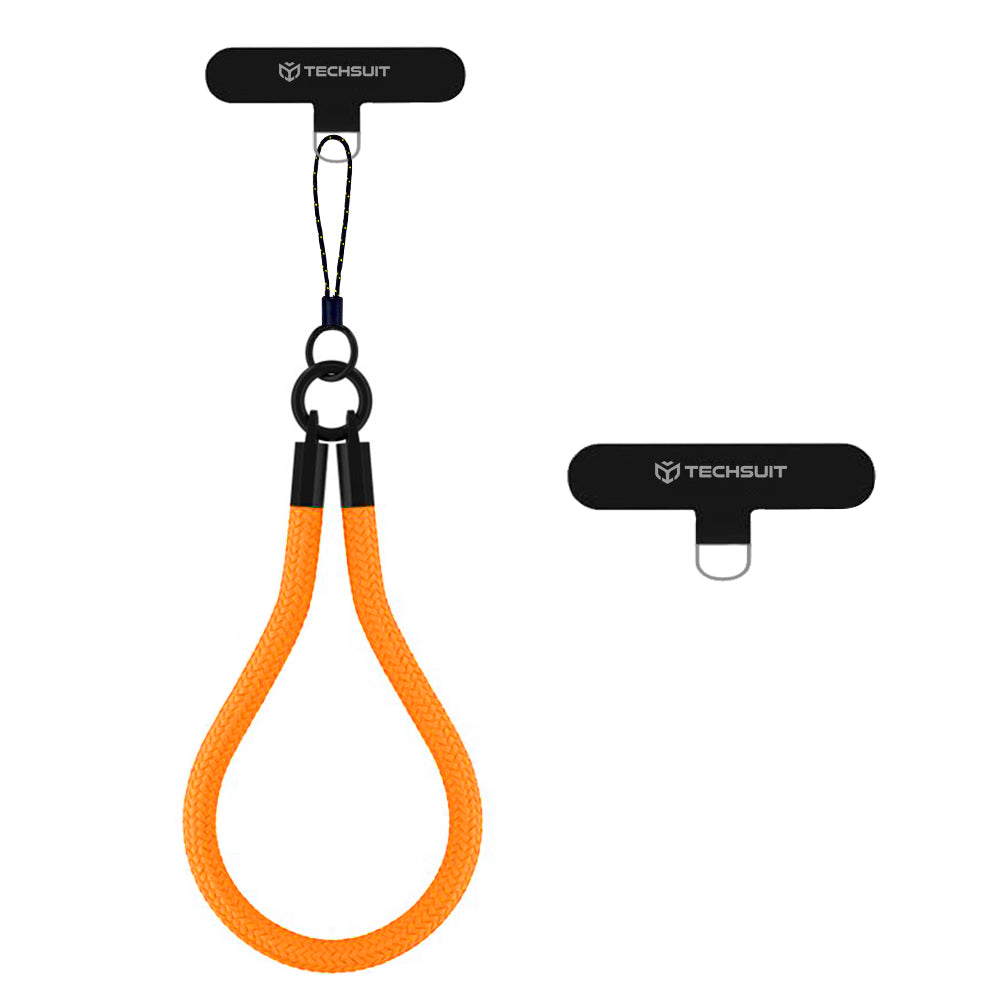 Techsuit - Rope Wrist Strap (RWS2-01) - for Phones, with Keychain Cord, Nylon Braided, Durable, Universal - Blazing Flame