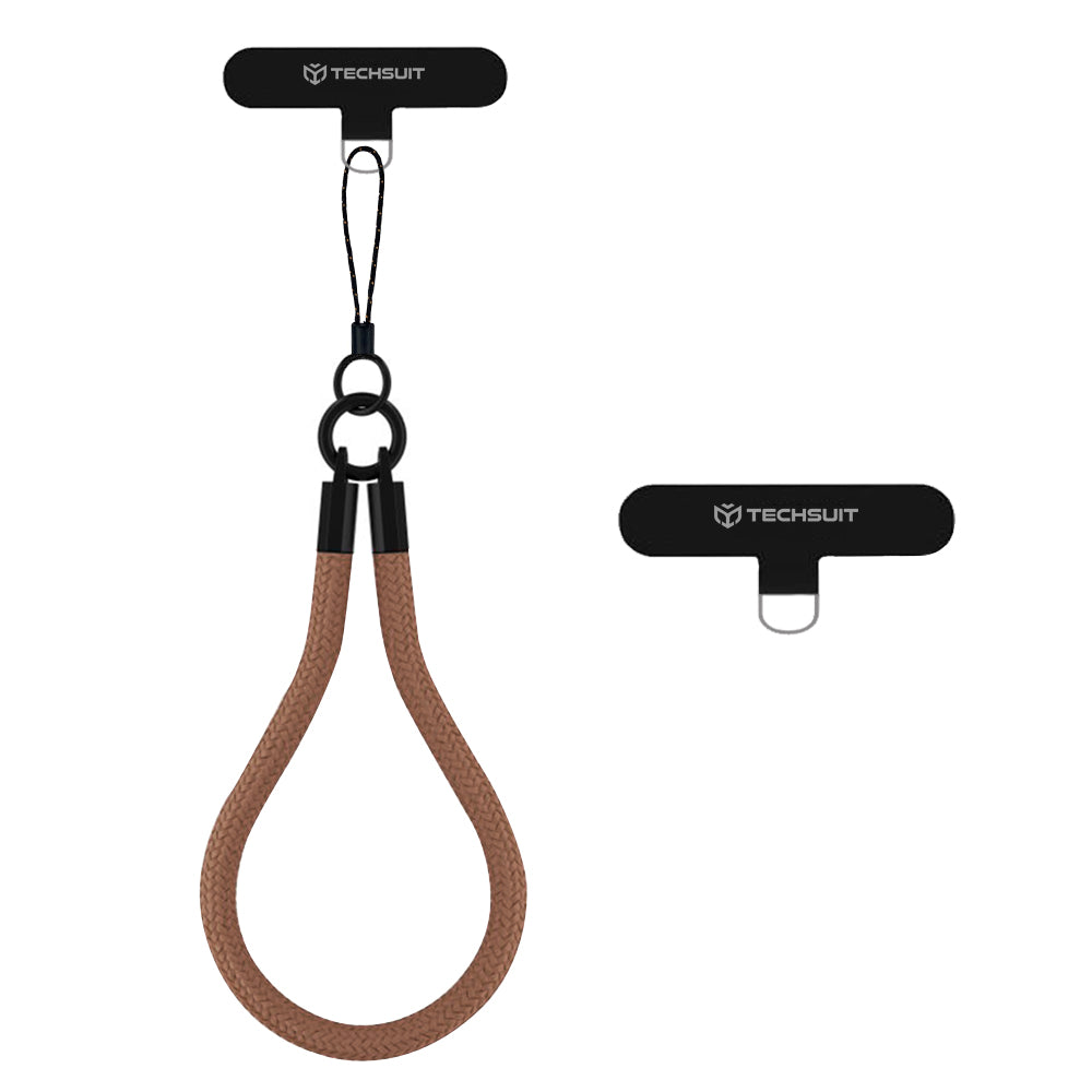 Techsuit - Rope Wrist Strap (RWS2-72) - for Phones, with Keychain Cord, Nylon Braided, Durable, Universal - Cocoa Truffle