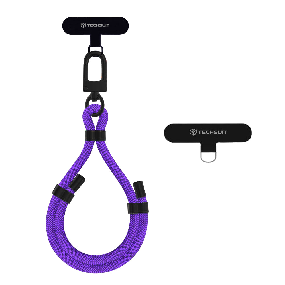 Techsuit - Rope Wrist Strap (RWS1-26-34) - for Phones, Carabiner, Nylon Braided, Durable, Adjustable, Universal - Cosmic Violet