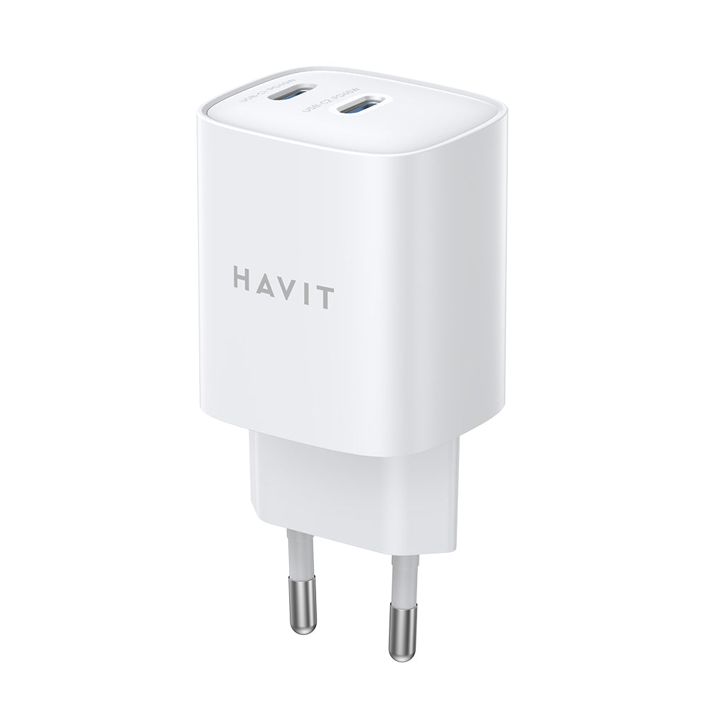 Havit - Wall Charger (UC45W EU) - GaN, 2 x Type-C, PD45W, ABS, PC - White