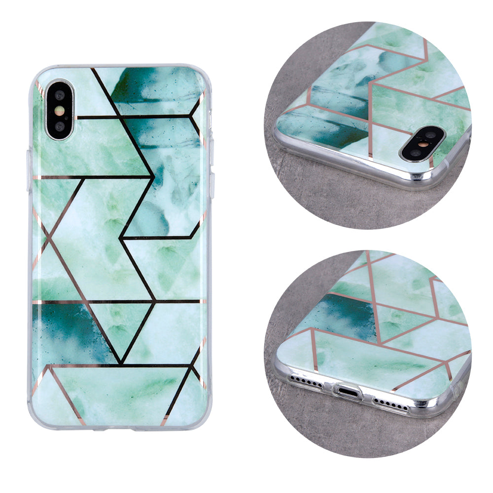 Geometric Marmur Case for iPhone 12 Mini green