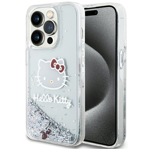 Hello Kitty - Hardcase Liquid Glitter Charms Kitty Head (HKHCP15LLIKHET) - iPhone 15 Pro - Silver
