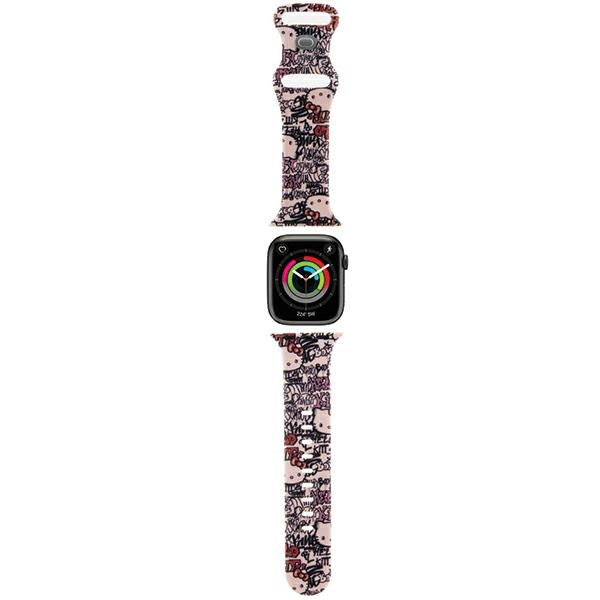 Hello Kitty - Strap Silicone Tags Graffiti (HKAWMSDGPTP) - Apple Watch 1/2/3/4/5/6/7/8/9/10/SE/SE 2 (38/40/41/42mm) - Pink