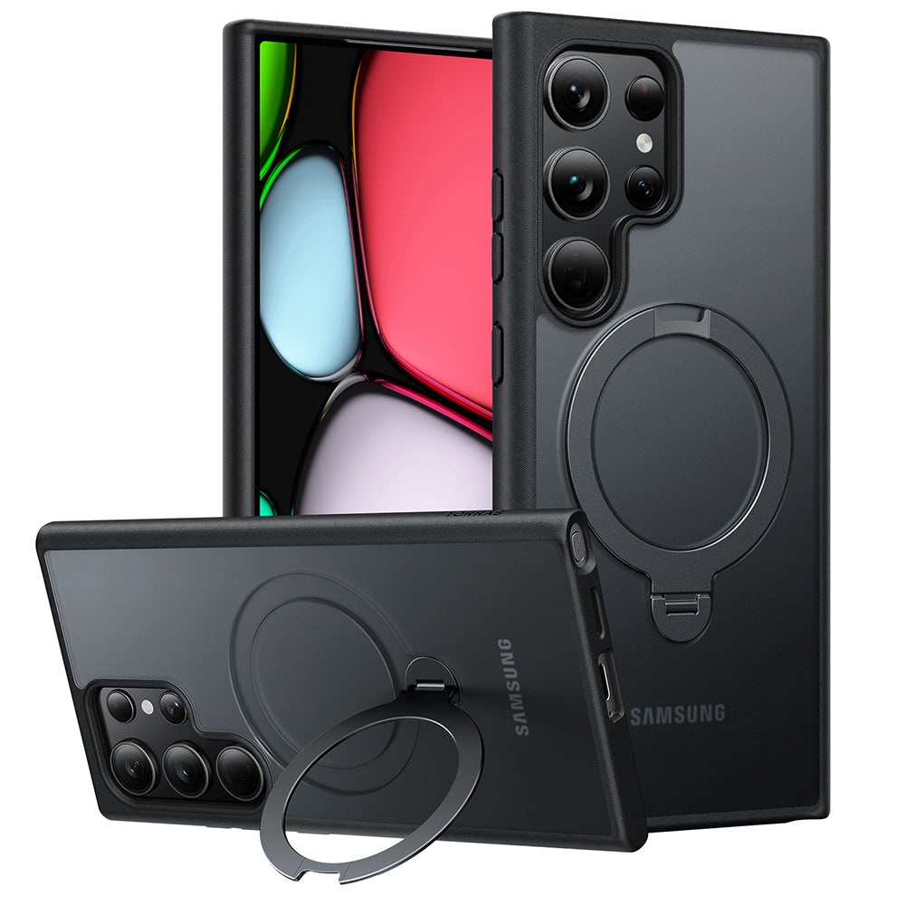 Torras - Ostand Spin MagSafe Series - Samsung Galaxy S24 Ultra - Black